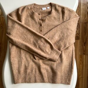 Gap brown sweater with quarter buttons. Very soft, fuzzy and warm
